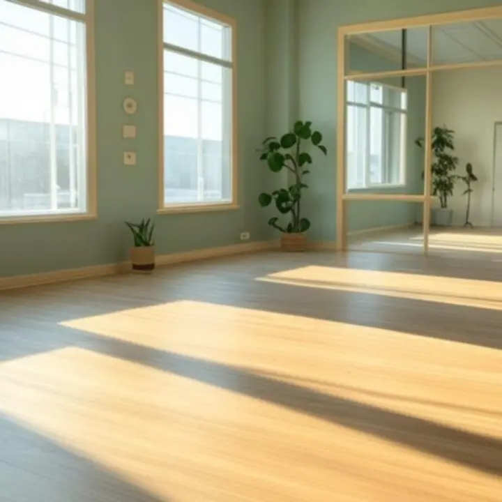 Napfényes jógastúdió belső tér